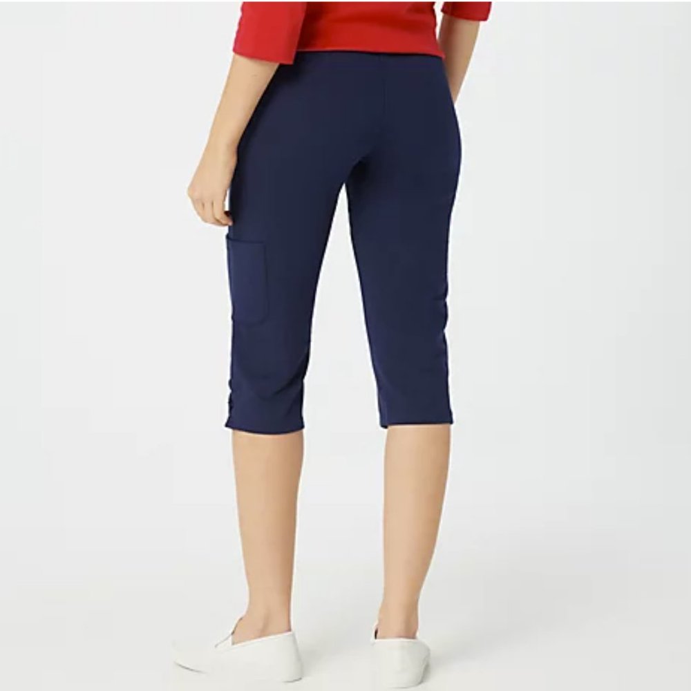 Denim & Co Active French Terry Cargo Capri Pants 9560 - Picture 2 of 2